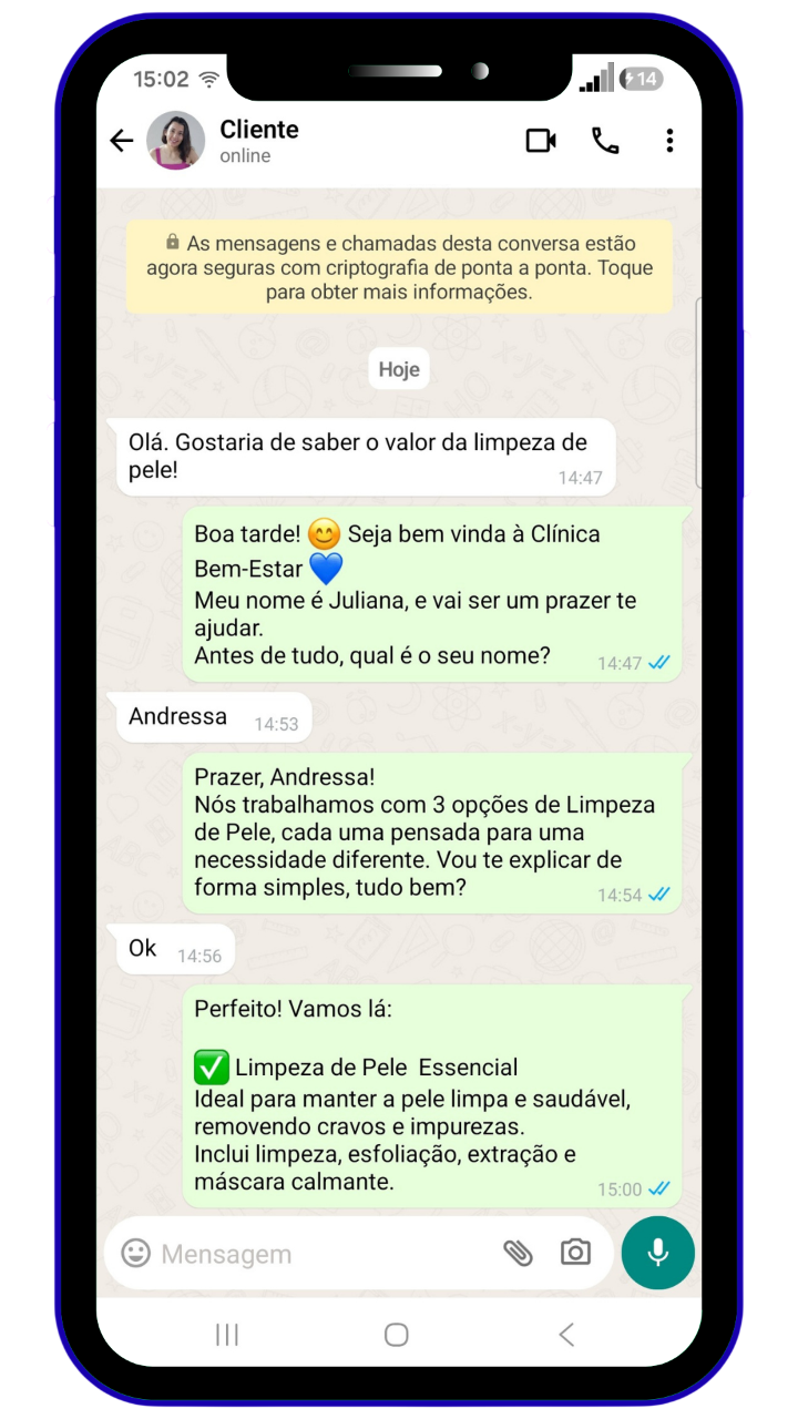 Exemplo de atendimento automatizado